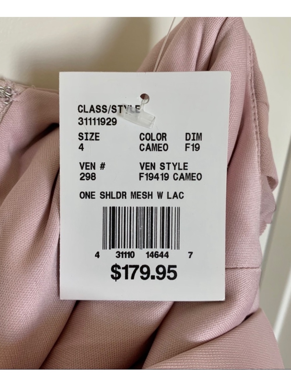 One-Shoulder Dusty Rose Evening Gown with Side Slit - Picture 5 of 6